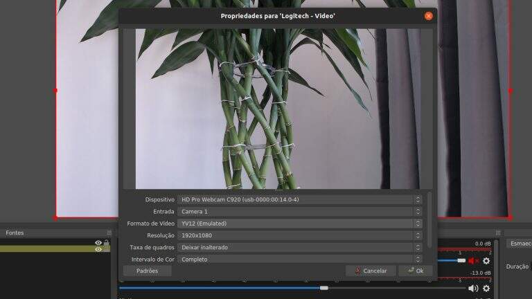 Vídeo da Logitech C920 travando no OBS do Ubuntu Linux