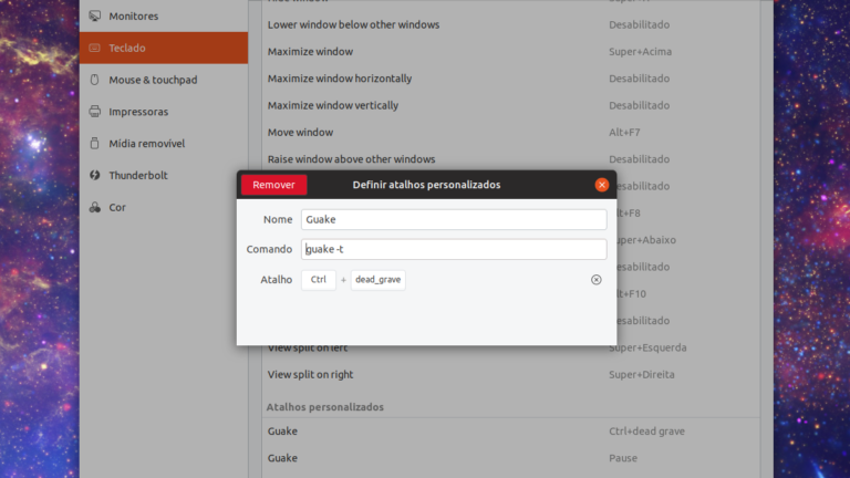 Adicionando duas, ou mais, teclas de atalho no Guake no Ubuntu Linux