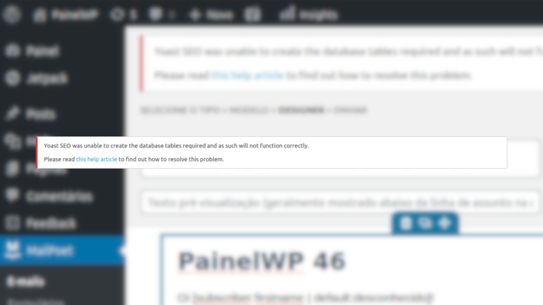 Ajeitando o erro “Yoast SEO was unable to create the database tables required” no WordPress