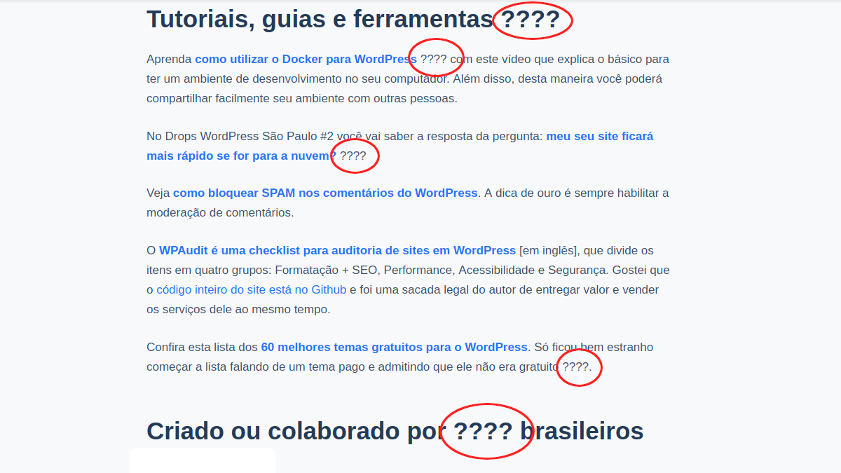 Problema com emojis sendo trocados por ? (interrogação) no WordPress