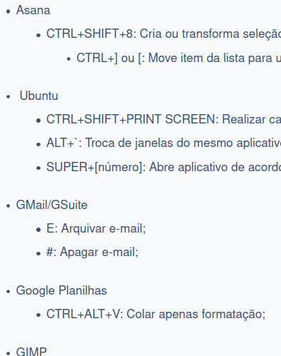 Captura de tela de um conteúdo sem estilo para o tipo de conteúdo entrada do teclado (kbd)