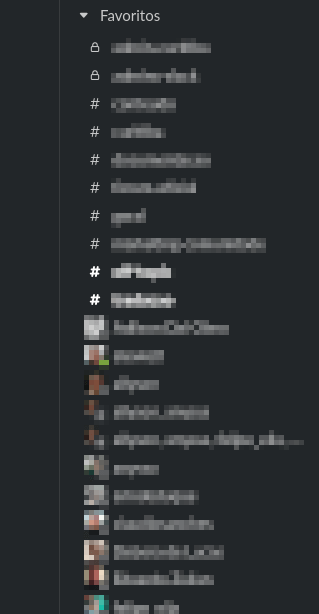 Captura de tela da barra lateral do Slack exibindo todas as conversas