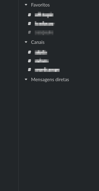 Captura de tela da barra lateral do Slack exibindo somente as mensagens não lidas