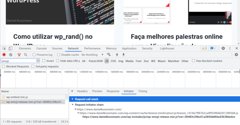 Como descobrir a origem da requisição de um arquivo (ex: JavaScript) no Google Chrome