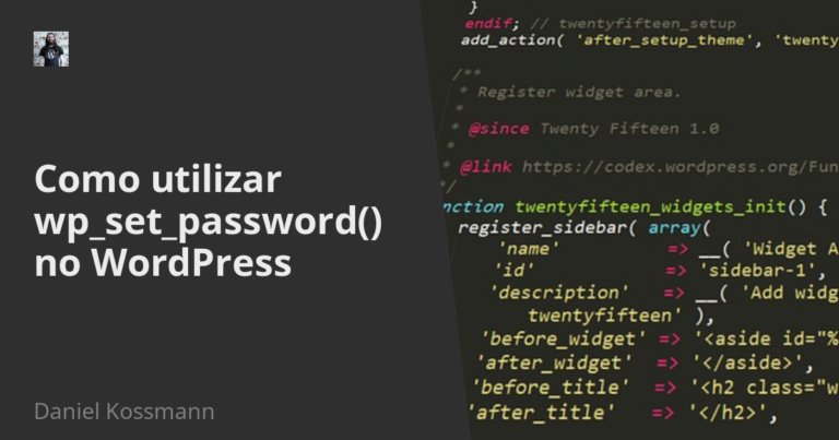 Como utilizar wp_set_password() no WordPress (PHP)