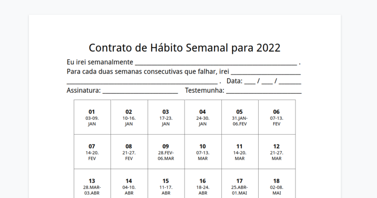 Contrato de Hábito Semanal para 2022