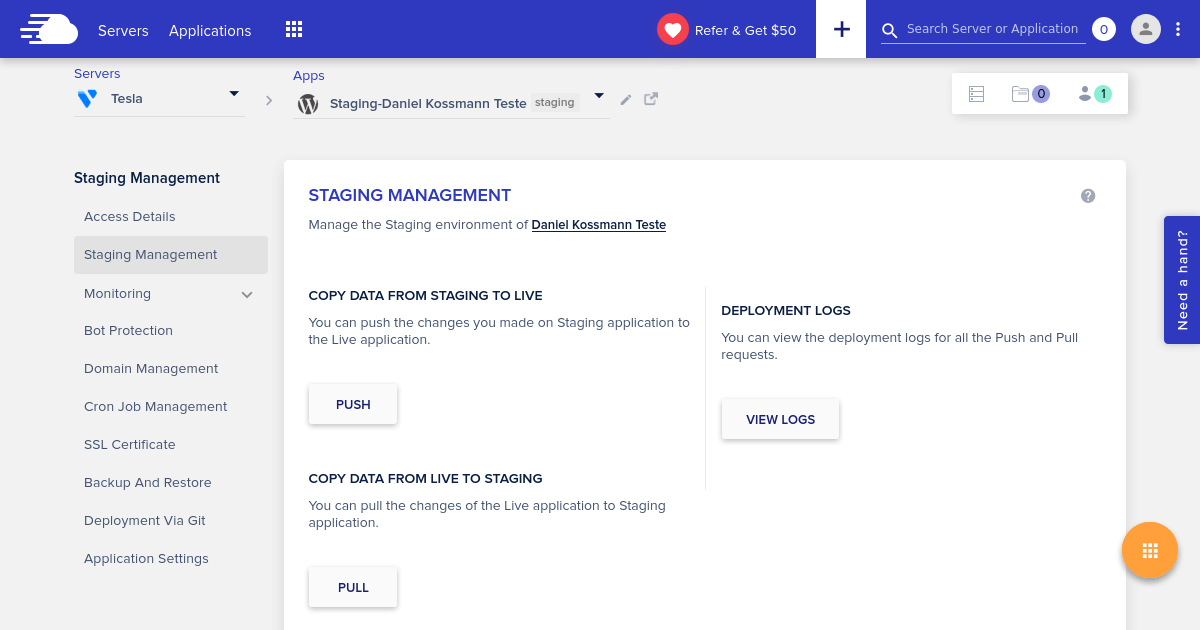 Como criar um ambiente de testes (staging) para o WordPress na Cloudways