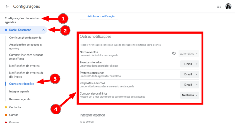 Como alterar ou desativar as notificações por e-mail do Google Calendar