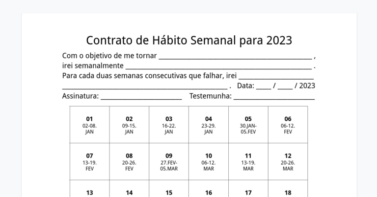 Contrato de Hábito Semanal para 2023
