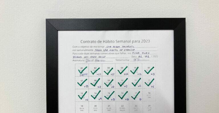 Como acompanhar metas de tempo no Contrato de Hábito Semanal