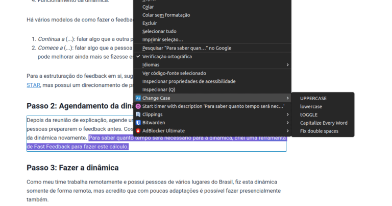 Melhor extensão para alterar capitalização de texto no Chrome, Edge ou Firefox