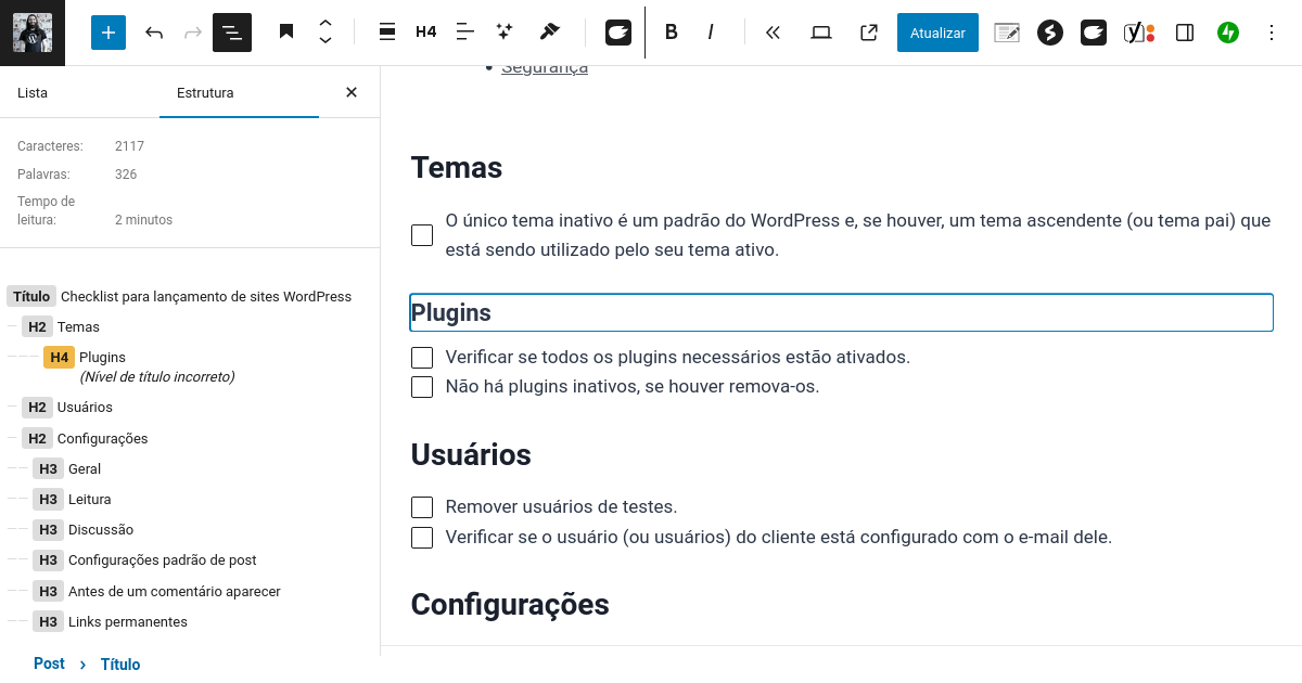 Como validar a hierarquia de títulos para SEO de um site